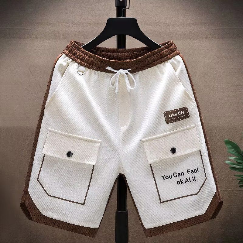 Herrenbekleidung Herren Sommer Cargo Shorts Dünne Modemarke Lose Shorts Jugend Lässig Gestrickte Sporthose_voghion.com