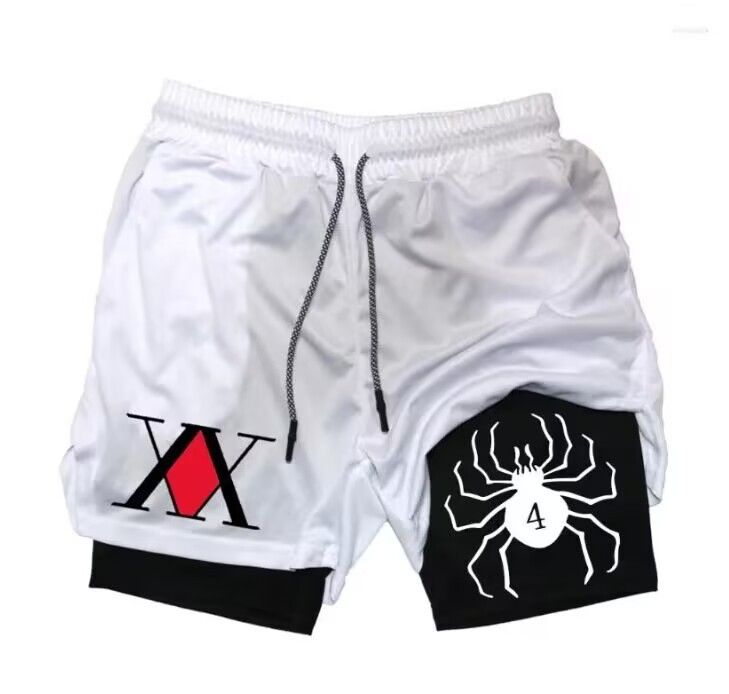 Premium Products 2025 New Dark Spider Printed Men's 2-in-1 Double Layer Shorts For Fitness, Running, Sports And Leisure_voghion.com