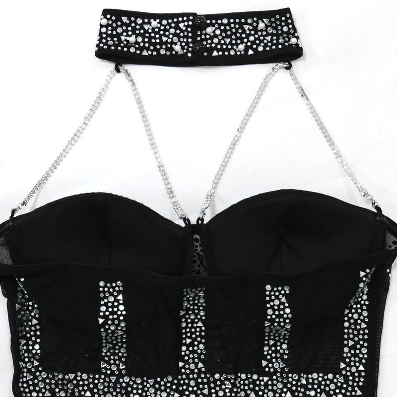 Dameskleding diamanten veren jumpsuit Europese en Amerikaanse mode sexy banketfeest supershorts voor dames_voghion.com