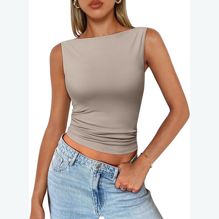 Vêtements pour femmes, pulls, bretelles, sans manches, vêtements d'extérieur, col carré, gilet, vêtements d'intérieur féminins, haut Dopamine_voghion.com
