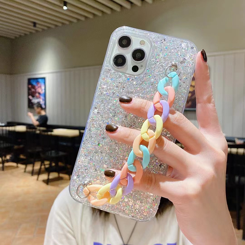 Telefoonhoesje voor Samsung Galaxy A54 A34 5G SamsungA54 SamsungA34 Shining Diamond Silver Silicagel Soft Cover met regenboogarmband_voghion.com