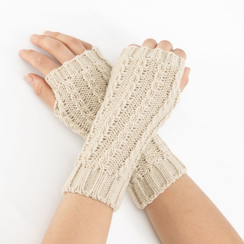 Fried Dough Twists Wrist Gloves Autumn Winter New Knitted Wool Warm Men And Women's Short Skiing Open Finger Sleeve_voghion.com