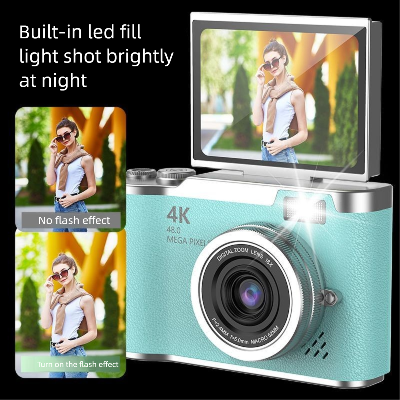 4K HD Pixel Student Campus CCD Flip Screen Digital Travel Small Beauty Card Camera_voghion.com