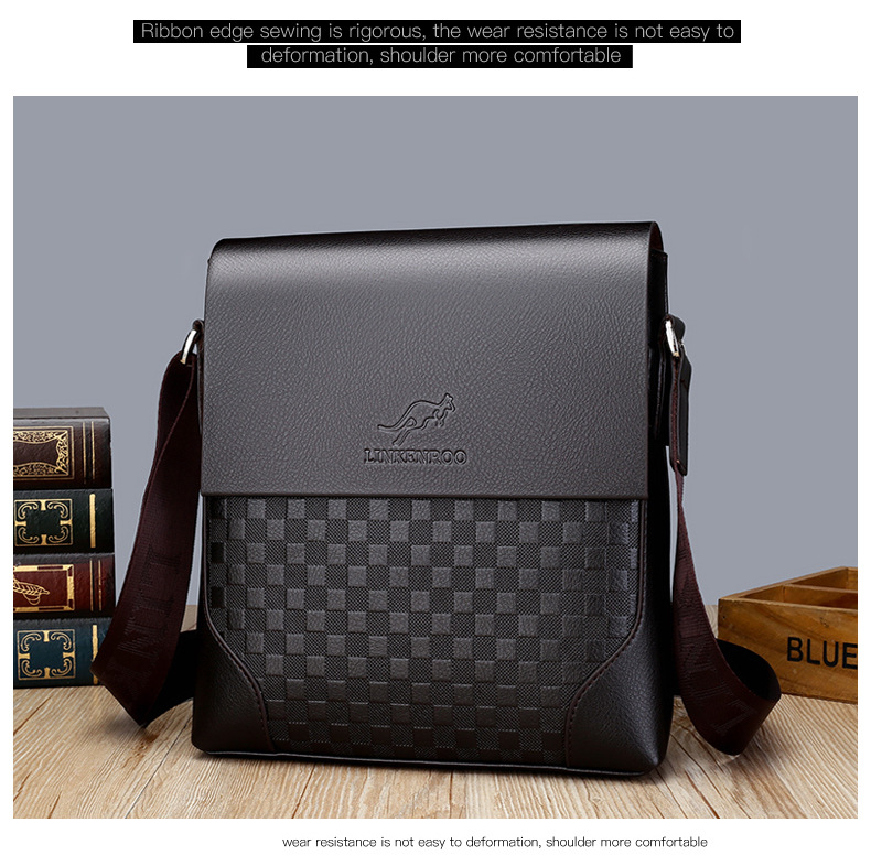 Schoudertas Heren Crossbody Tas Cover Checkerboard Retro Heren Tas Heren Leren Tas Buitenlandse Handel Model Directe Verkoop_voghion.com