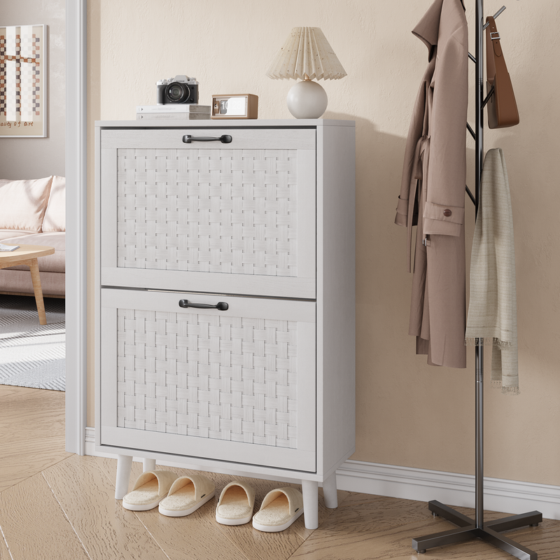 Schuhschrank Mit Rattanschubladen, Massivholzbeinen, Schmal Für Eingang_voghion.com