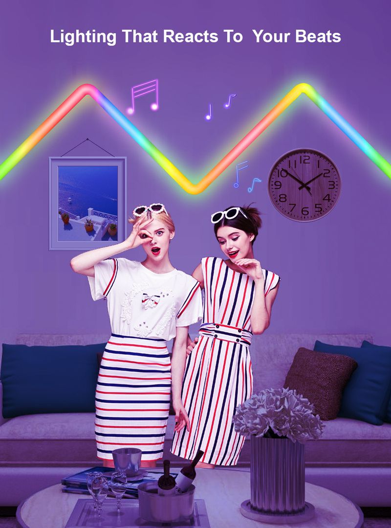 Intelligent Creative RGBIC Splicing Wall Remote Control Music Sync Smart LED Light Bedroom Decoration Atmosphere Lamp_voghion.com