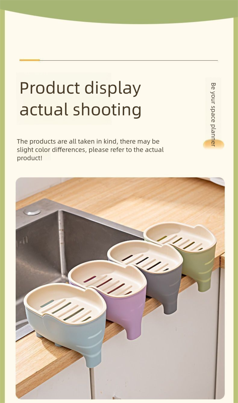 No-Drill Household Portable Non-Slip Elephant Soap Dish With Lid Countertop Storage Rack_voghion.com