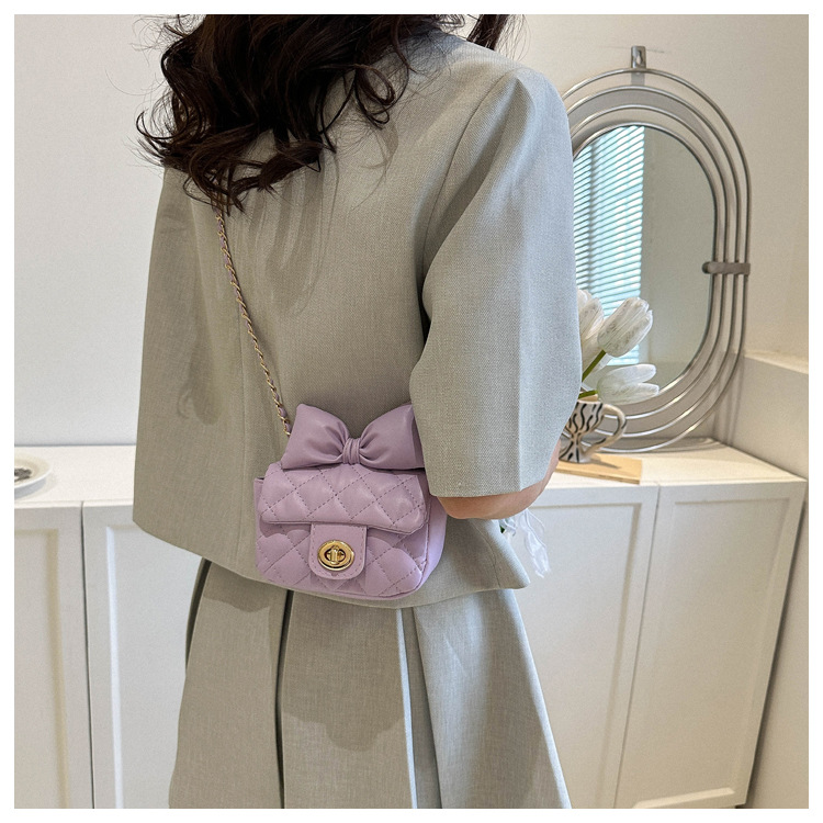 Texture 2024 New and Fashionable Chain Crossbody Spring/Summer Small Bowknot Mini Mouth Red Bag_voghion.com