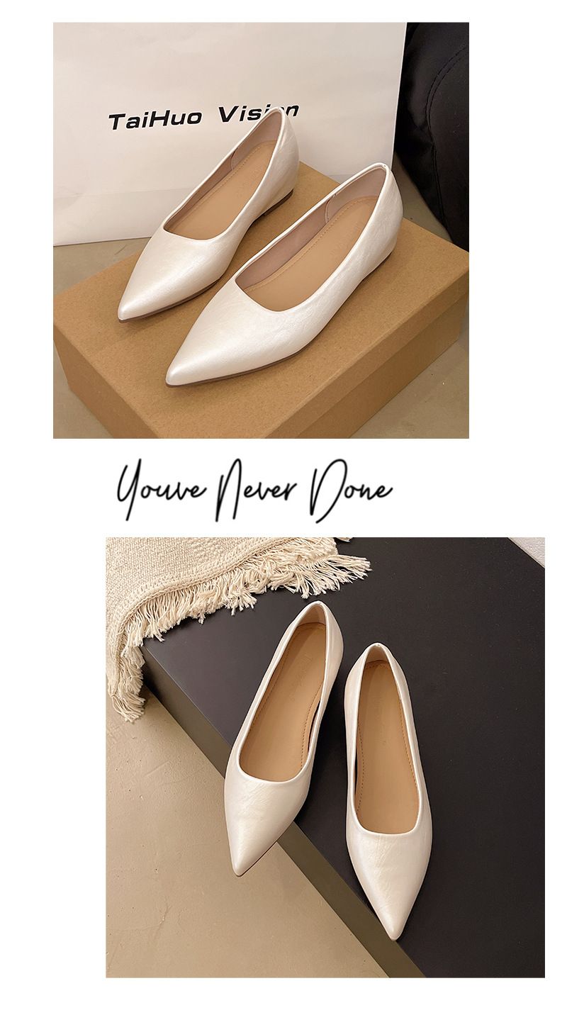 Scarpe basse a punta con aumento dell'altezza interna, scarpe da donna leggere, scarpe versatili da pendolare, primavera e autunno francesi_voghion.com