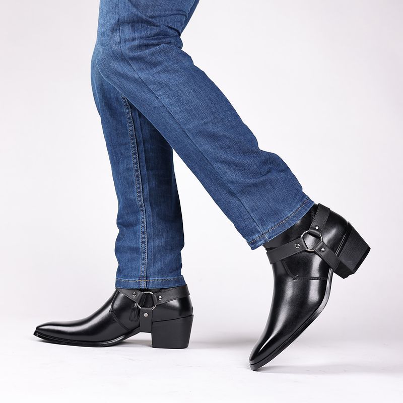 Austrian 9093 New England Stiefel Nieten Personalisierte Mid Top High Heels Herrenschuhe_voghion.com