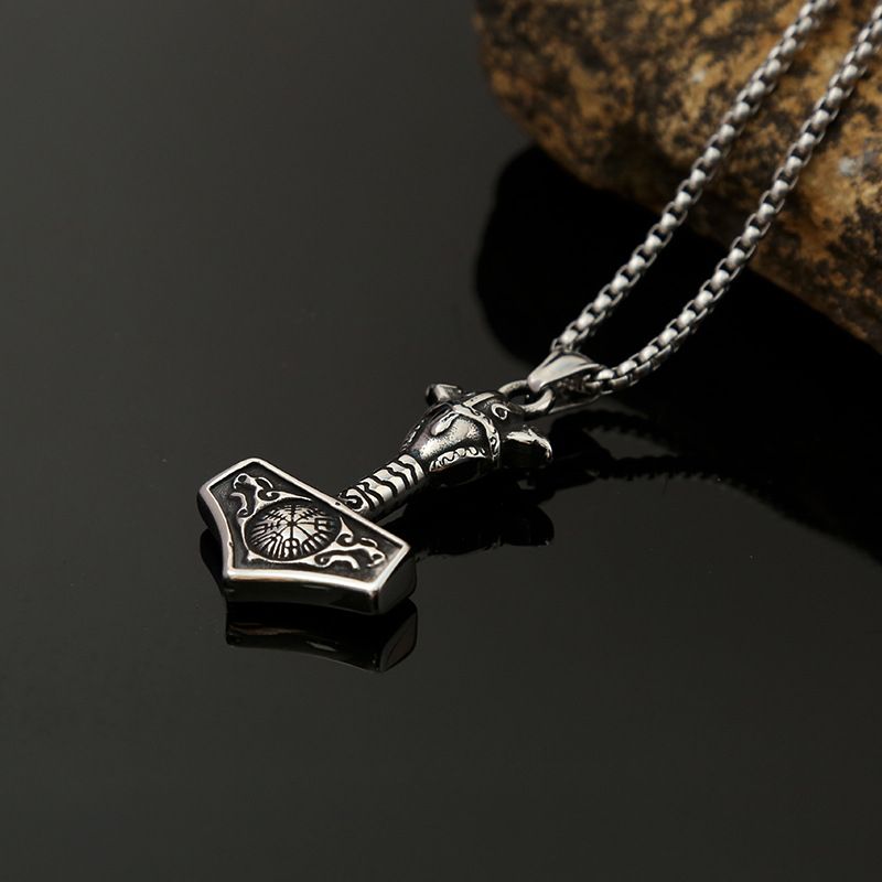 Ruostumattomasta teräksestä valmistettu Thor Hammer -kaulakoru, viikinkikorun korppi, kelttiläinen riipus_voghion.com