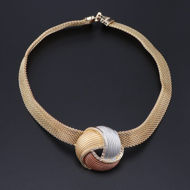 Set di gioielli in oro Dubai per donna grande set di gioielli per collana Set di gioielli da sposa per donna Accessori da sposa_voghion.com
