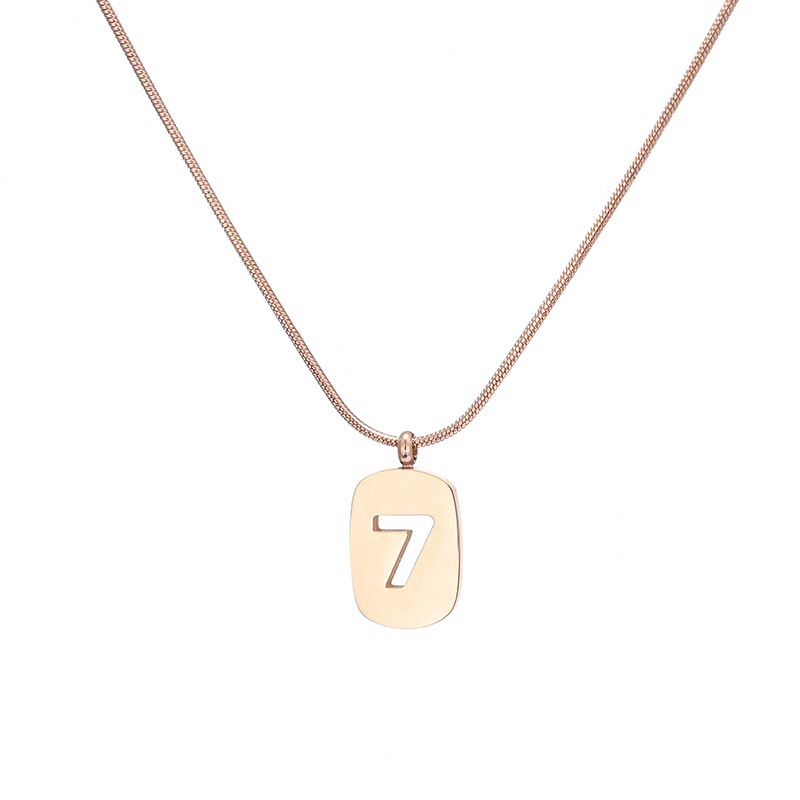 Niche Design New Lucky Number 7 Titanium Steel Necklace Instagram Cool Wind Collar Chain Women's Pendant Net Red Tide_voghion.com