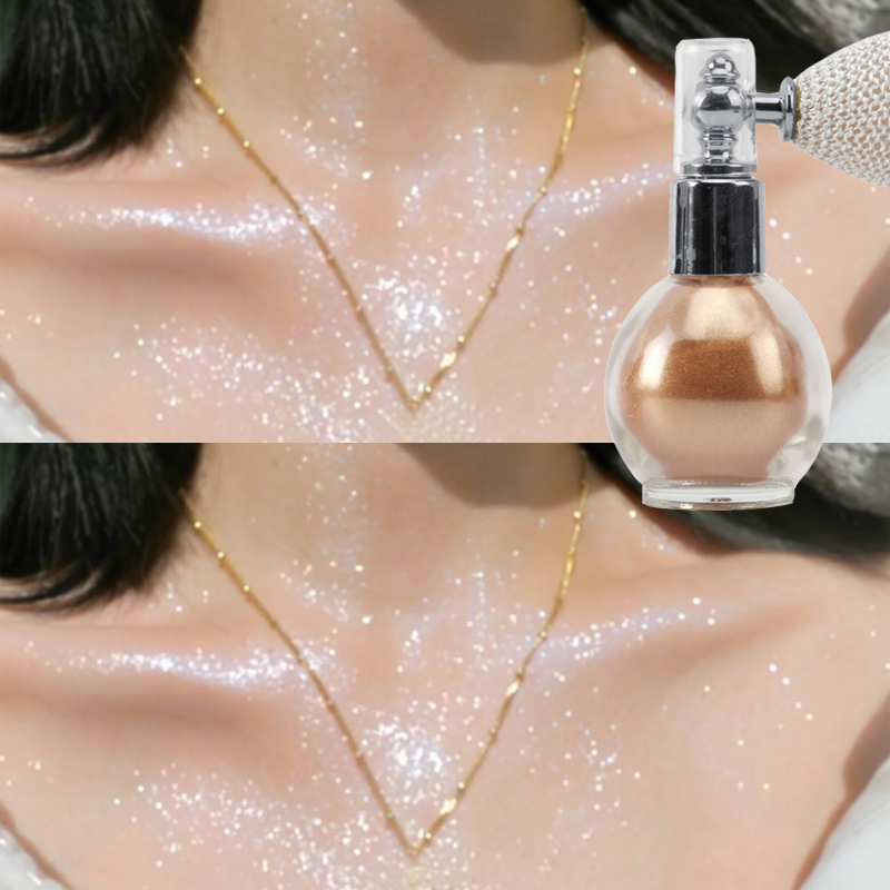 „Fashion Highlighter“ pudros purškiklis vandeniui atsparus blizgus pudra „Shimmer Sparkle Powder M“, skirtas veidui, kūnui „Highli“_voghion.com