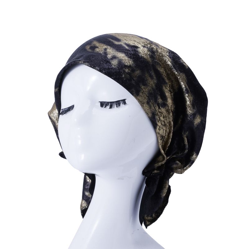 Koreanischer Turbanhut aus Samt – Chemo-Mütze mit Blumenmuster und Batikmuster (atmungsaktives Design mit zwei Schwänzen für Frauen)_voghion.com