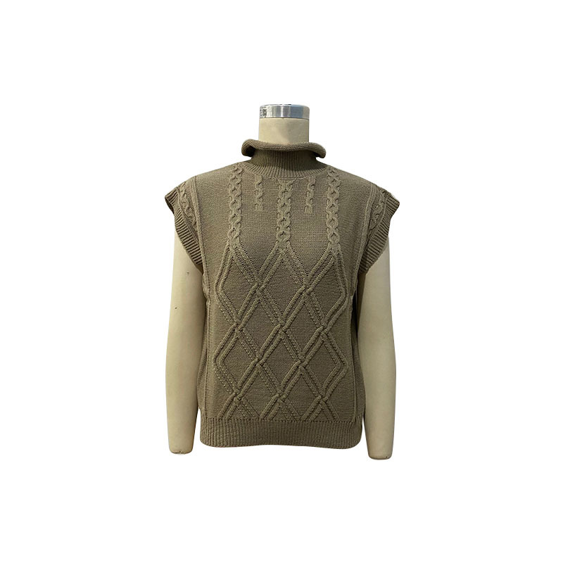 Damenbekleidung Mode Damenbekleidung einfarbig Kurzarm-Rollkragenpullover_voghion.com