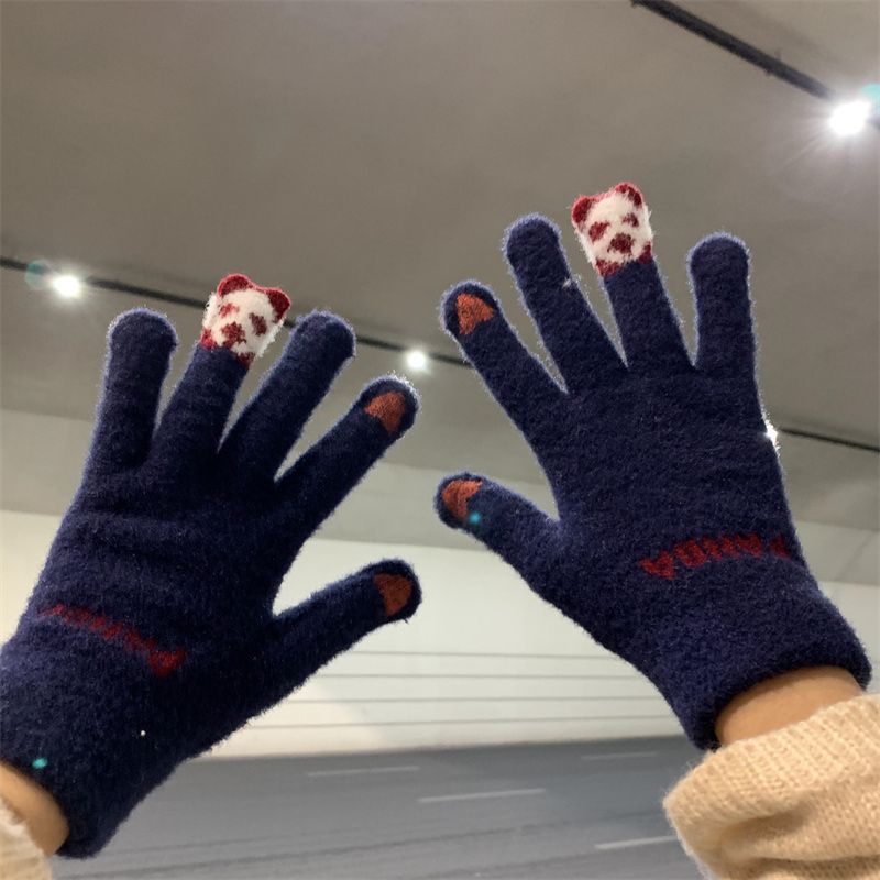 ragazzo ragazzo piccolo panda foderato in pile spesso per donna, stile Ins, caldo, antivento, resistente al freddo, compatibile con touchscreen,_voghion.com