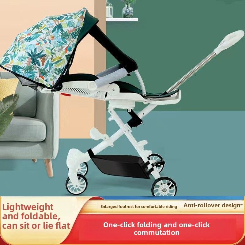 Carrito para caminar para bebés, ultraligero, plegable, para niños, altura ajustable, para sentarse y acostarse, rotación con un solo clic._voghion.com