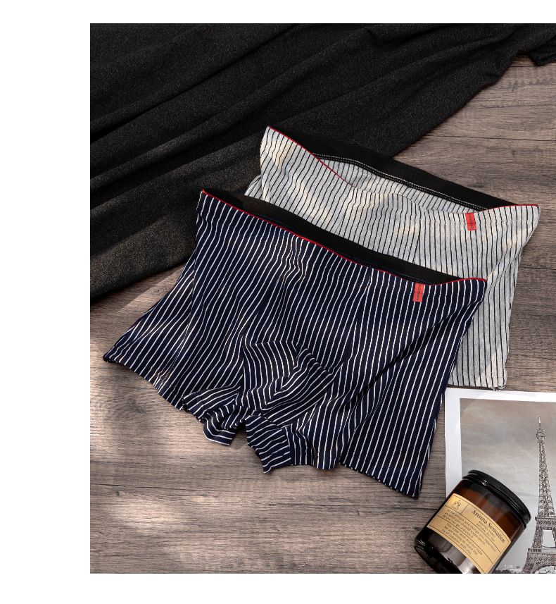 Vitality Herrenunterwäsche mit Streifenmuster, Xinjiang-Baumwolle, antibakteriell, atmungsaktiv, mittelhoch geschnitten, große Größen, Graphen-Zwickel im Schritt, Boxershorts, Großhandel_voghion.com