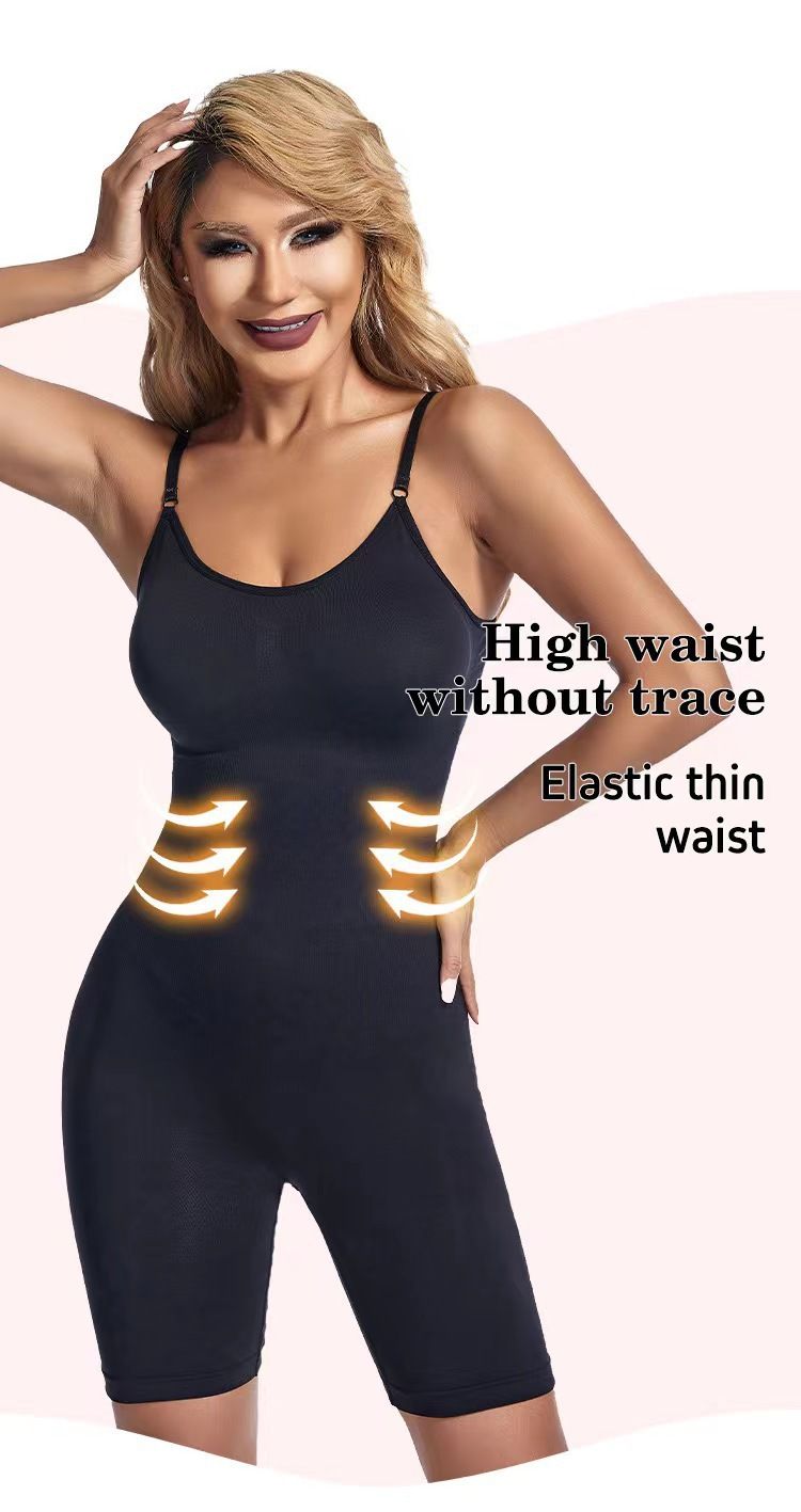 Neuer Onesie in Übergröße, nahtlos, körperbetonte Shapewear, Damenkorsett, flache Beine, postpartale Neckholder-Bodywear_voghion.com