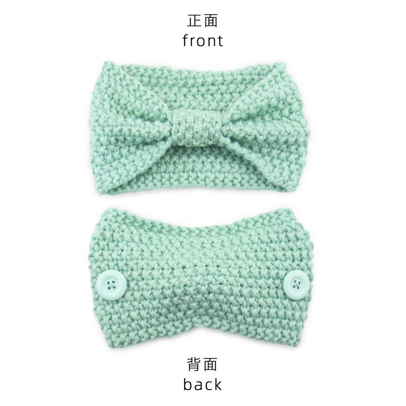 Mask Anti-Strangle Button Knitted Corn Kernel Bowknot Yarn Sports Ear Protection Headband_voghion.com