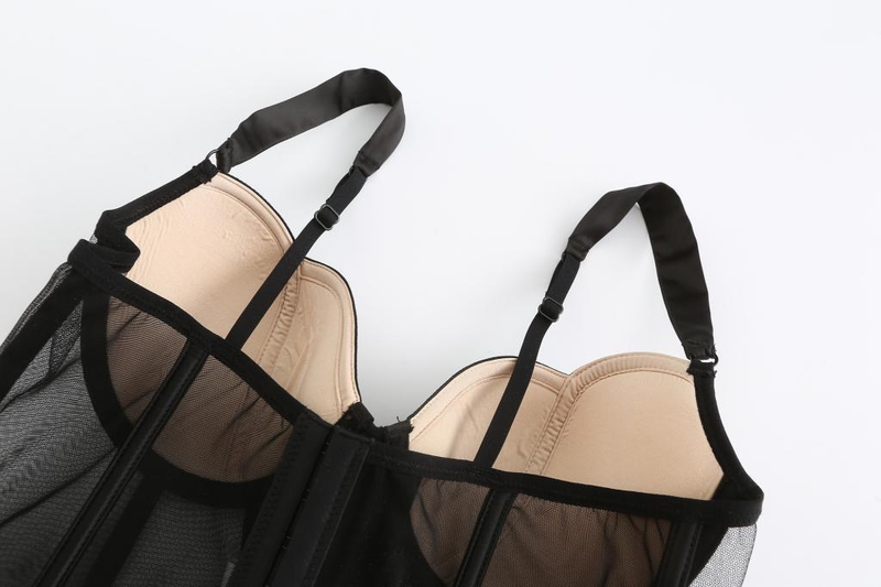 Women's clothing thin section big breasts show small bra gathered breasts sexy underwear French fishbone corset vest style corset_voghion.com