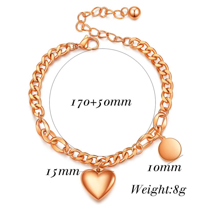 Bracciale regolabile con incisione in acciaio inossidabile, con catena cubana a forma di cuore, nuovo e alla moda, per donna_voghion.com