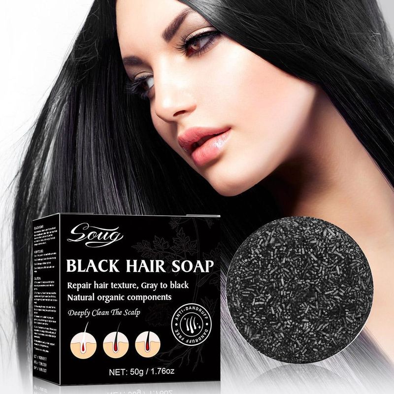 Nouveau shampooing assombrissant pour cheveux Polygonum haut de gamme 50 g en barre de savon couleur naturelle pour cheveux blancs et gris au cuir chevelu noir traitement soins capillaires_voghion.com