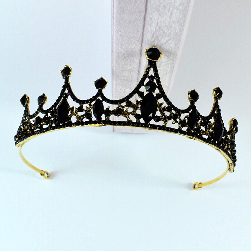 Nuova sposa retrò nero barocco femminile corona copricapo compleanno corona abito da sposa accessori per capelli all'ingrosso_voghion.com