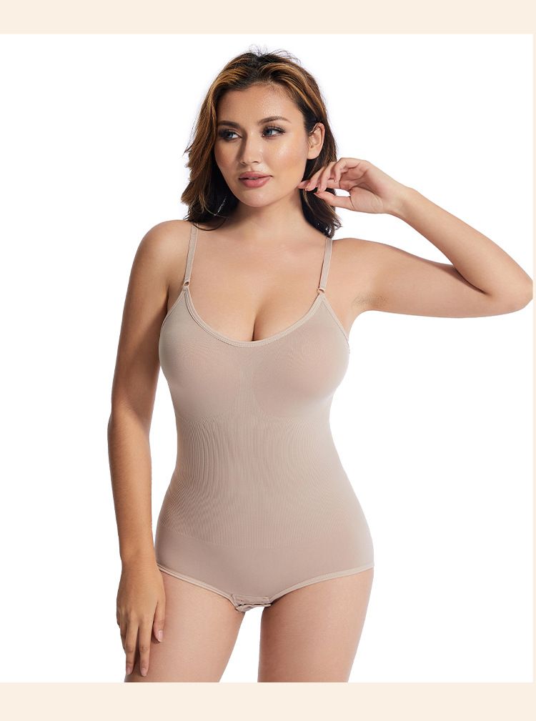 One-Piece Tummy Control Hip Lift Triangle Button Crotchless Camisole Seamless Tight Shapewear Plus Size_voghion.com