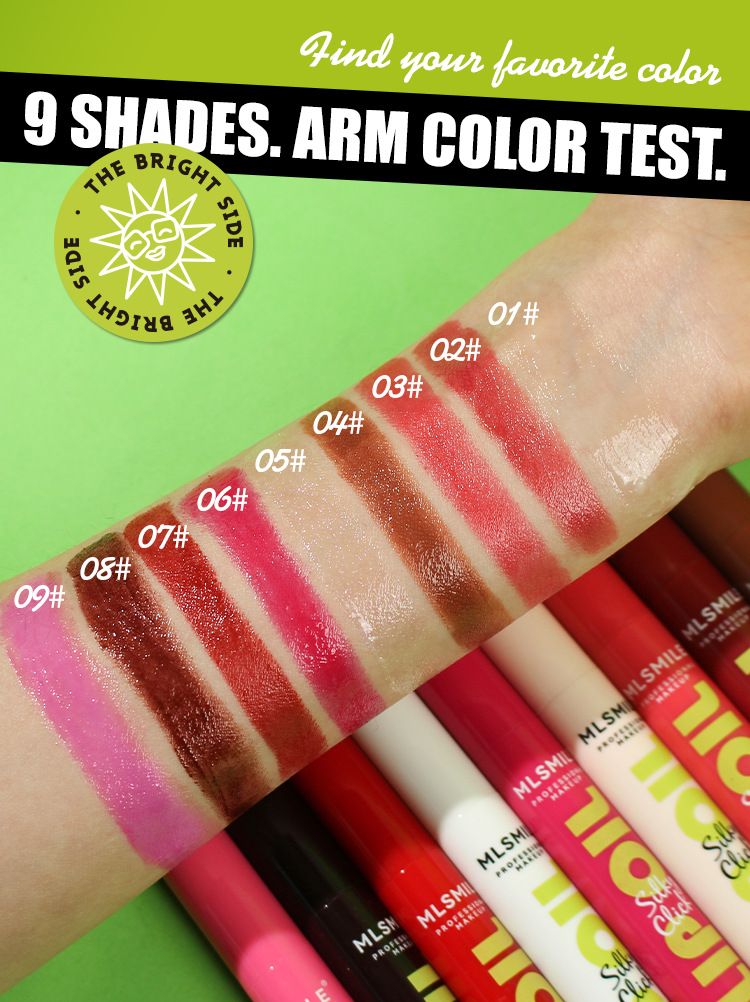 MLSMILE Cosmetics 9 culori ruj de presă ruj solid apă lucios luciu de buze hidratant oglindă ulei de buze_voghion.com