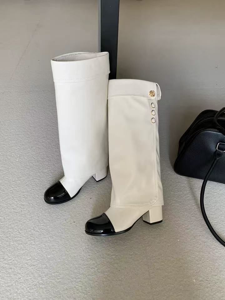 Chunky Heel Boots Women's High-Top Long Boots 2025 Fall/Winter New Stylish Versatile_voghion.com