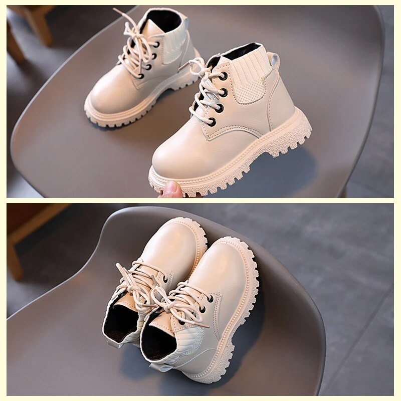 Nuovi stivali in pelle per bambini per ragazzi e ragazze, versatili, traspiranti, semplici, per bambini, stivali corti per ragazze, casual, semplici X0016_voghion.com