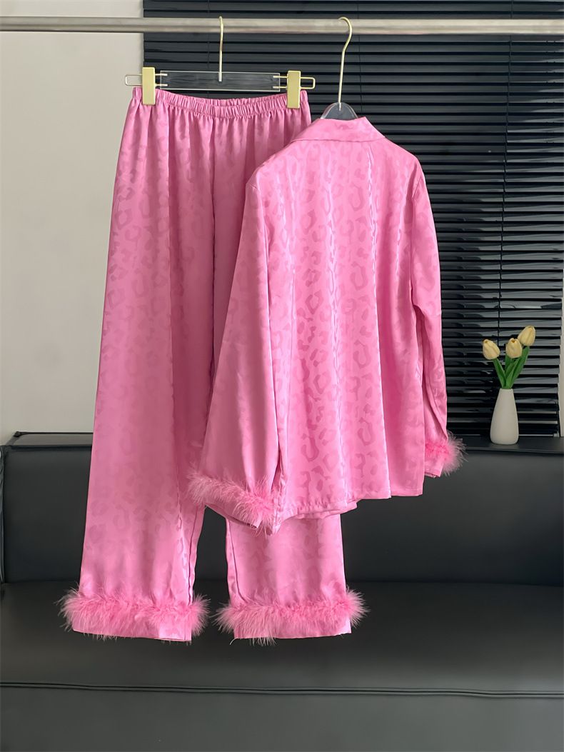 Luxury Feather-Touch Silk-Like Pajama Set – Elegant V-Neck Loungewear For Women (M-XL)_voghion.com