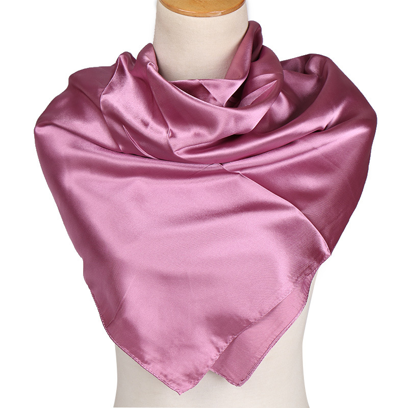 Fashion temperament new satin women's pure color scarf imitation silk monochrome professional flight attendant square scarf_voghion.com