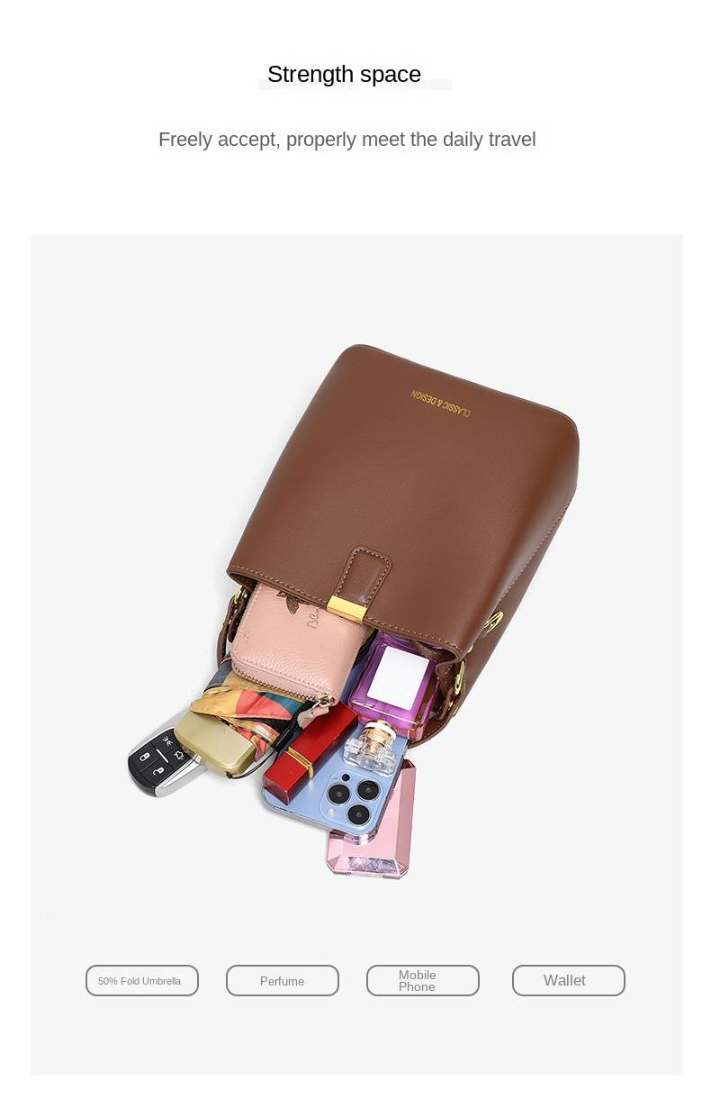 Viney Bag 2025 New Women's Bag Leather Crossbody Bucket Bag Hand-held Summer High-end Feeling Single Shoulder_voghion.com