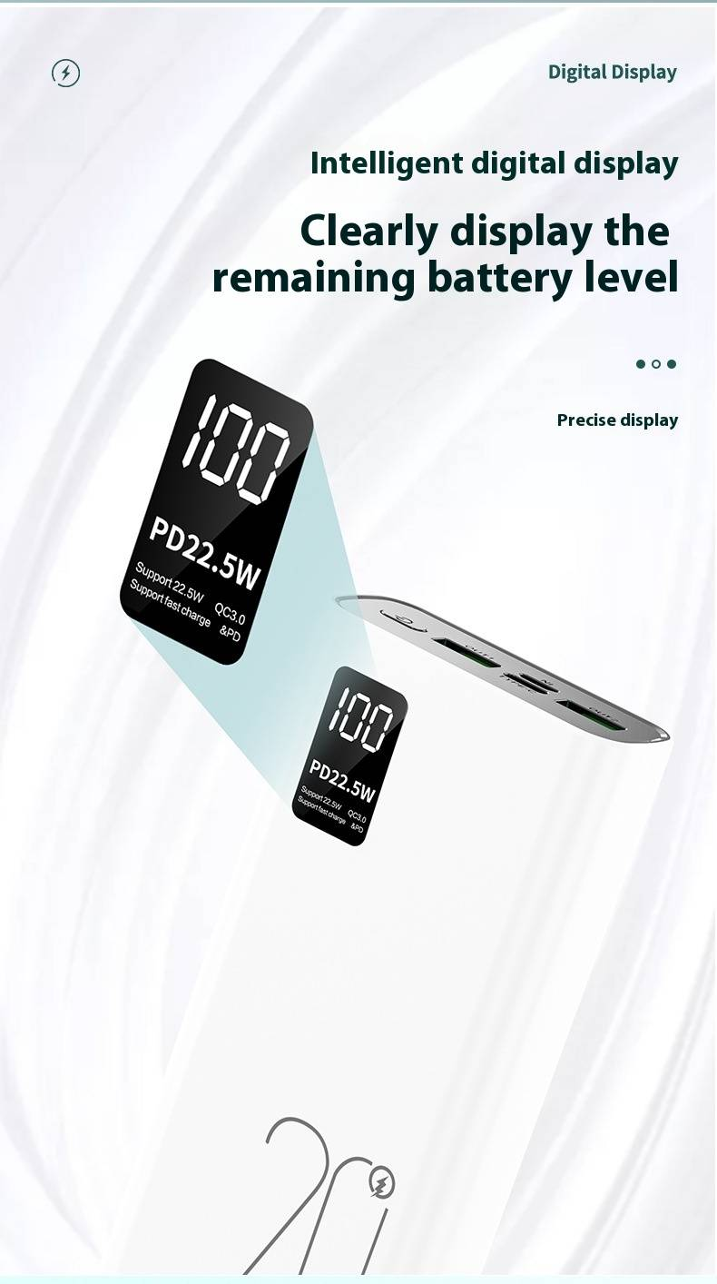 20000mAh Ultra-Thin Power Bank With 22.5W Super Fast Charging, Portable External Battery Pack For_voghion.com