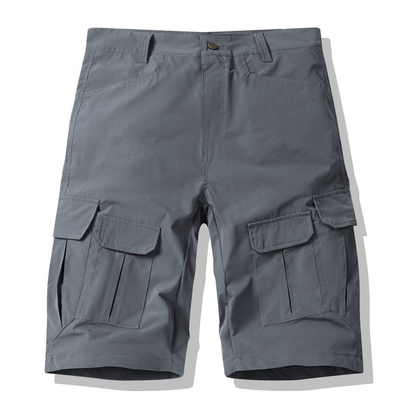 Lässige 5-Pocket-Cargo-Shorts für Herren, leichte Baumwollmischung, atmungsaktiv und bequem, Multi-Pocket-Design für Outdoor und den Alltag (Khaki)_voghion.com