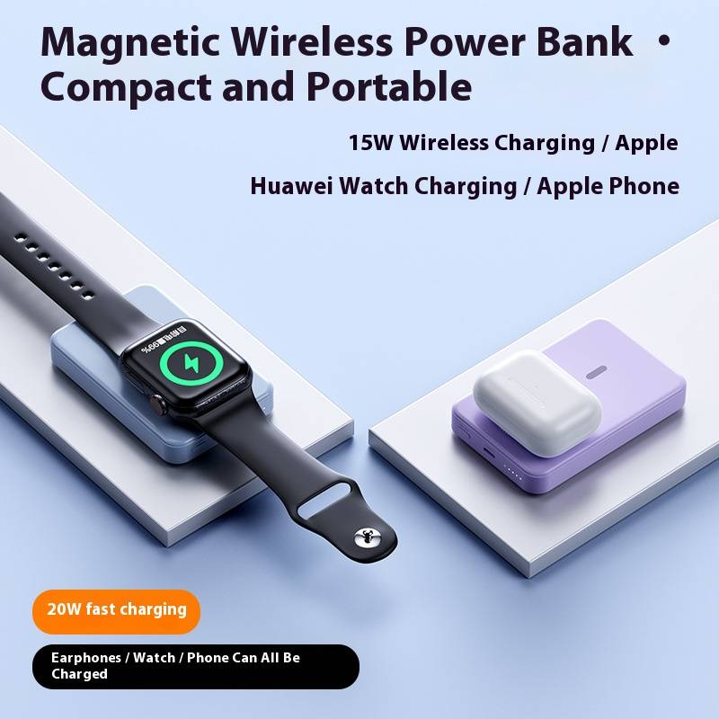 Batterie externe Magsafe ultra-fine 20 W avec charge rapide pour Apple Watch et AirPods | Batterie magnétique portable 5000 mAh/10000 mAh_voghion.com