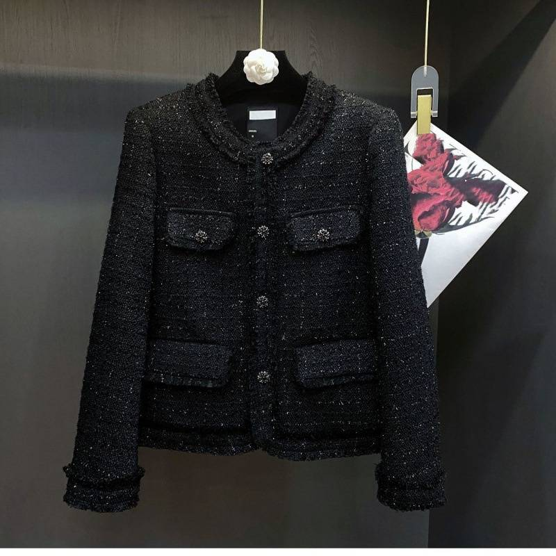 Giacca da donna, in seta e cotone brillante, nuova giacca da donna in tweed di alta qualità per autunno e inverno_voghion.com