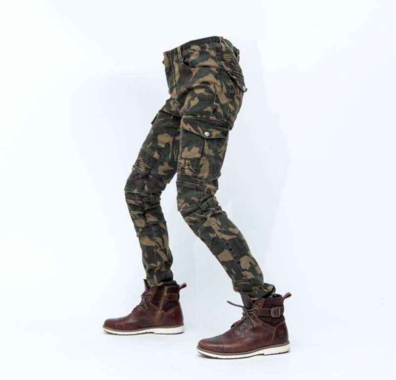 Jeans da motociclista mimetici da uomo e da donna - Pantaloni da motociclista con armatura CE e protezione migliorata per le ginocchia per moto da strada e fuoristrada_voghion.com