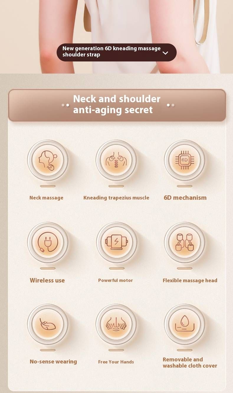 4-Head Neck Shoulder Massager With Heat Therapy - Portable Cordless Vibration Massage Device For Home & Office Use - 3 Speed Settings, Timer Function_voghion.com
