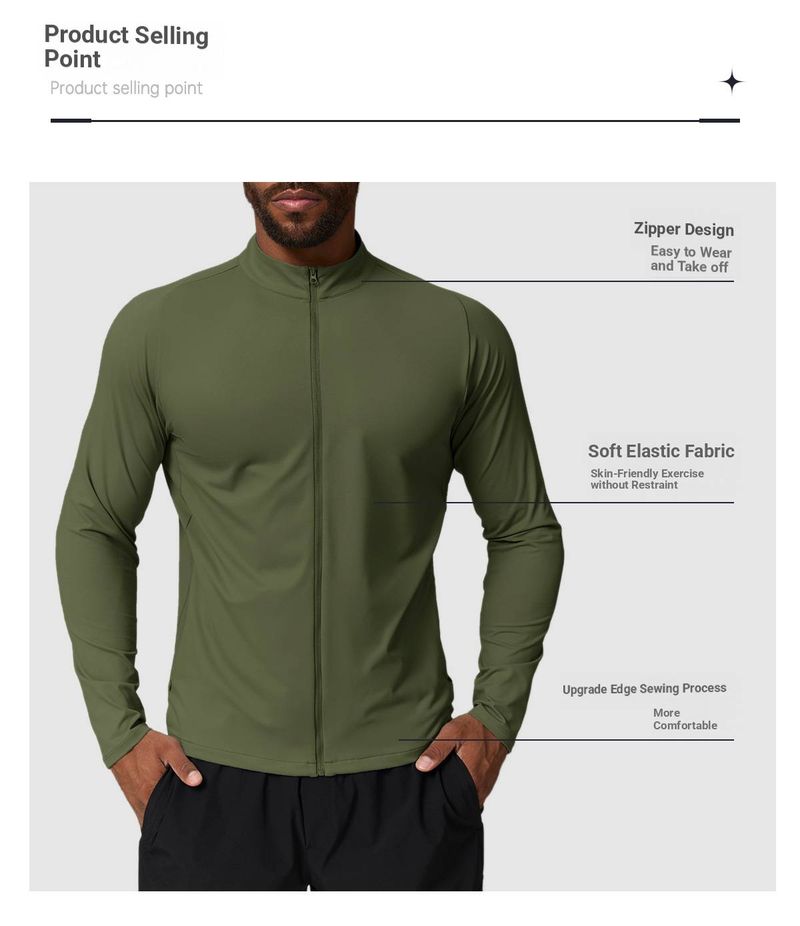 SwayneMen's Stand-up Collar Sports Fitness Jacket, Solid Color Outdoor Casual Home Commuting Warm Sweatshirt 1052_voghion.com