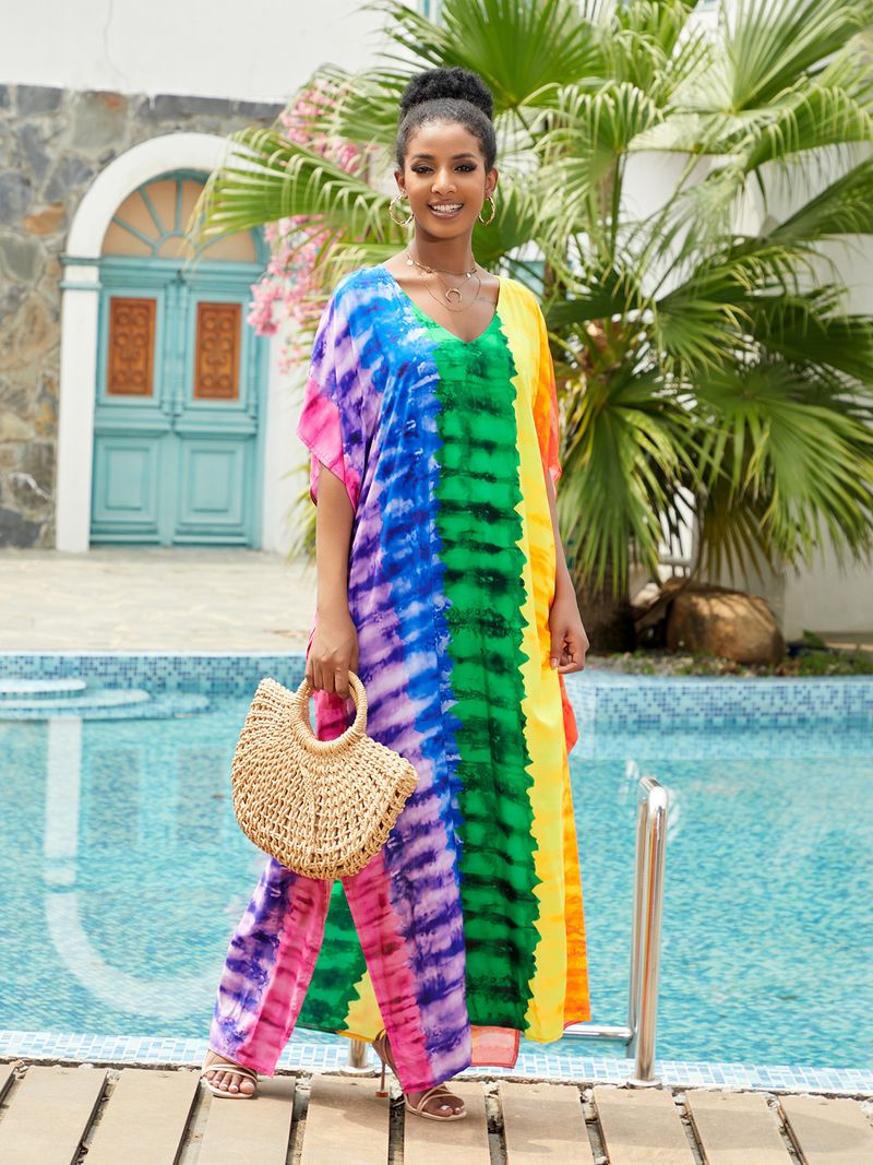 Boho Chic Cotton Beach Cover-Up – Loose Robe Style Swimsuit Outerwear For Vacation & Poolside Relaxation_voghion.com