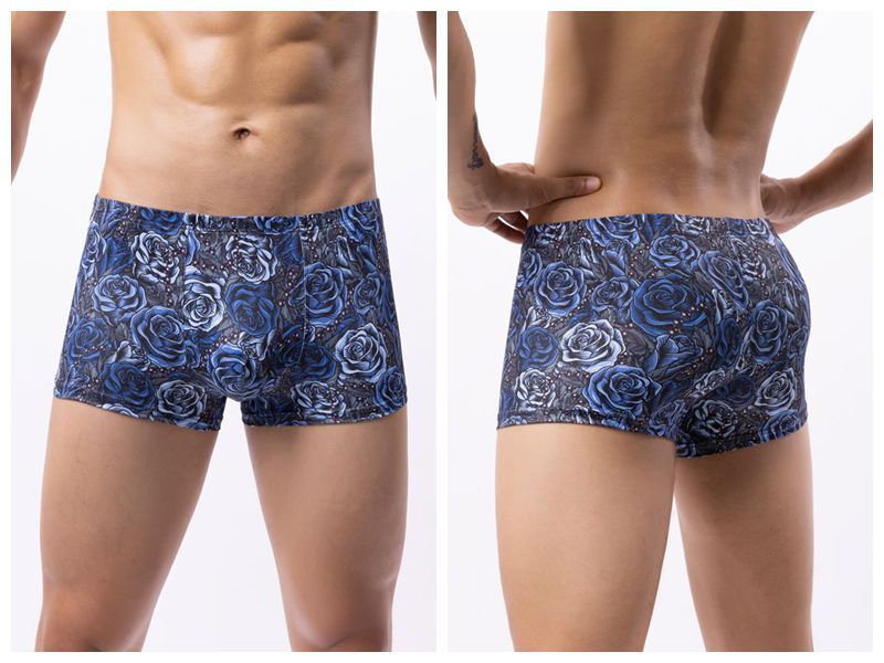 LuvBox 2024 Nuovi Boxer da Uomo in Seta di Latte Stampata, Traspiranti e Comodi, Multicolore, con Motivo a Rosa_voghion.com