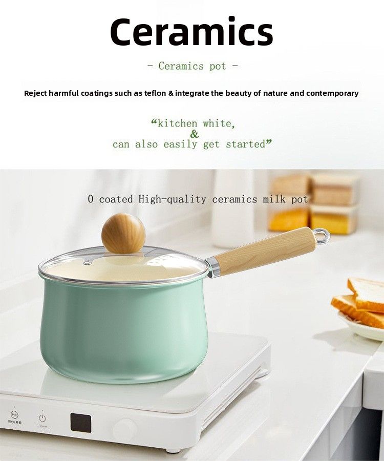 Pentola per zuppa piccola con manico singolo in ceramica blu autunnale, per uso domestico, universale, per alimenti per bambini_voghion.com