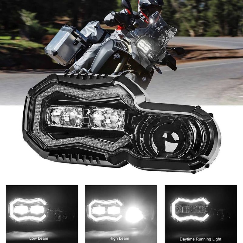 65W LED-Scheinwerfer mit DRL High/Low Halo-Beleuchtung Motorrad-Scheinwerfer für BMW F650GS F700GS F800GS F800R 2006-2018, eingebautes EMC DOT_voghion.com