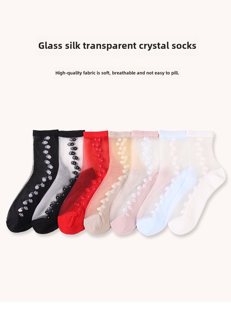 Calze di seta di cristallo traspiranti alla moda Wanda a metà polpaccio Calze di vetro giapponesi Calze trasparenti Calze di seta di cristallo all'ingrosso_voghion.com