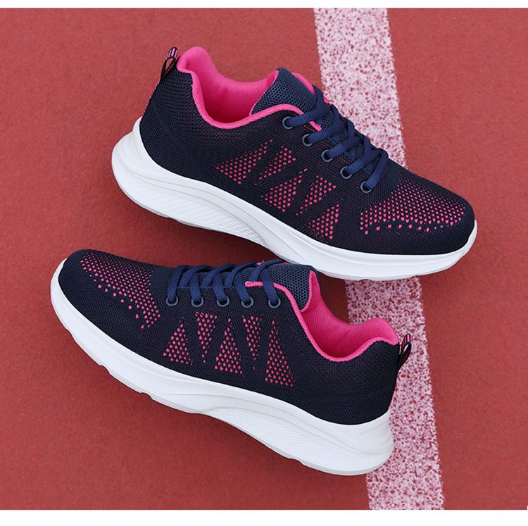 Comfortable all black 2024 spring/summer mesh breathable sports women's soft sole running casual work shoes_voghion.com