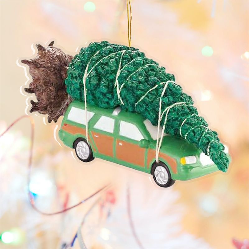 Auffälliger Weihnachts-Hängeanhänger mit Umhängeband, Acryl-Weihnachtsferiendorf-Ornament, Partyzubehör_voghion.com